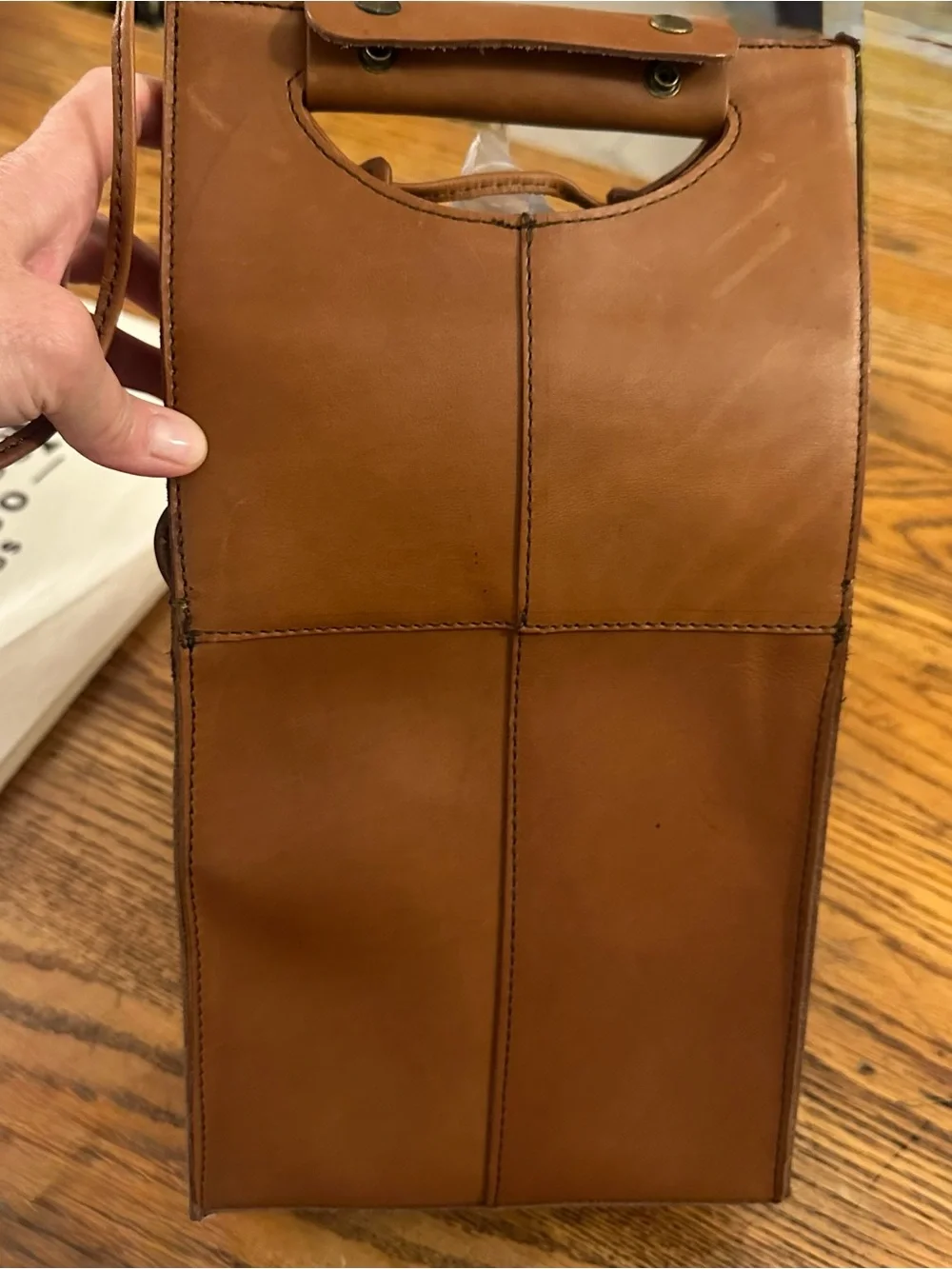 NWT! BUFFALO JACKSON Denver Leather Wine Tote DOUBLE 2-Bottle Carrier $89 OBO